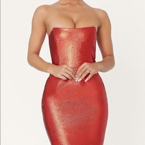 MESHKI - red strapless dress